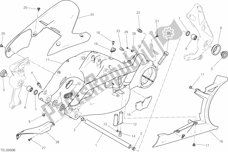 All parts for the Swing Arm of the Ducati Diavel Xdiavel Sport Pack Brasil 1260 2018